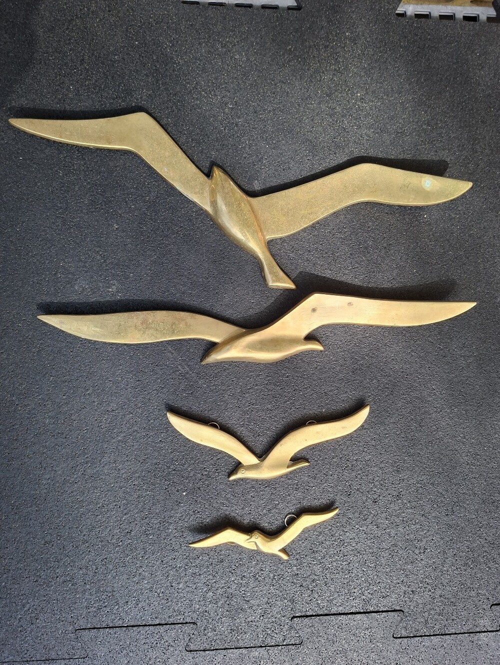 Vintage Brass Seagull Birds Wall Art Set - Mid-Century Modern Lot Of 4